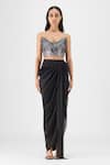 Buy Amit Aggarwal Black Chiffon, Polyester Handwoven Metallic Bustier And Draped Skirt Set at Aza Fashions Buy_Amit Aggarwal_Black Chiffon, Polyester Handwoven Metallic Bustier And Draped Skirt Set _at_Aza_Fashions
