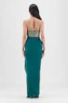 Shop Amit Aggarwal Green Chiffon Sweetheart Neck Handwoven Metallic Bustier And Draped Skirt Set at Aza Fashions Shop_Amit Aggarwal_Green Chiffon Sweetheart Neck Handwoven Metallic Bustier And Draped Skirt Set _at_Aza_Fashions