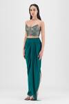 Buy Amit Aggarwal Green Chiffon Sweetheart Neck Handwoven Metallic Bustier And Draped Skirt Set Online at Aza Fashions Buy_Amit Aggarwal_Green Chiffon Sweetheart Neck Handwoven Metallic Bustier And Draped Skirt Set _Online_at_Aza_Fashions