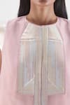 Shop Amit Aggarwal Pink Organza, Polyester Metallic Thread Round Neck Structured Top Online at Aza Fashions Shop_Amit Aggarwal_Pink Organza, Polyester Metallic Thread Round Neck Structured Top _Online_at_Aza_Fashions