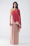 Buy Amit Aggarwal Blush Chiffon One Shoulder Corded Fish Fin Cape And Pant Set at Aza Fashions Buy_Amit Aggarwal_Blush Chiffon One Shoulder Corded Fish Fin Cape And Pant Set _at_Aza_Fashions