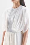 Amit Aggarwal White Chiffon, Polyester Round Neck Pleated Layered Dress at Aza Fashions Amit Aggarwal_White Chiffon, Polyester Round Neck Pleated Layered Dress _at_Aza_Fashions