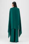 Shop_Amit Aggarwal_Emerald Green V-neck Metallic Structured Cape _at_Aza_Fashions