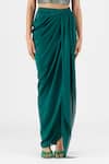 Amit Aggarwal Green Chiffon, Polyester Metallic Thread Halter Neck, Woven Bustier And Skirt Set Online at Aza Fashions Amit Aggarwal_Green Chiffon, Polyester Metallic Thread Halter Neck, Woven Bustier And Skirt Set _Online_at_Aza_Fashions