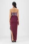 Shop Amit Aggarwal Purple Chiffon, Polyester Metallic Thread Halter Neck Woven Bustier And Skirt Set at Aza Fashions Shop_Amit Aggarwal_Purple Chiffon, Polyester Metallic Thread Halter Neck Woven Bustier And Skirt Set _at_Aza_Fashions