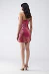 Shop_Amit Aggarwal_Fuchsia Net, Nylon Sweetheart Neck Metallic Fish Fin Short Dress _at_Aza_Fashions