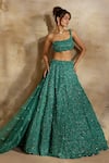 Buy Nitika Gujral Green Net, Satin Beads, Sequins, Crystals, Forest Embellished Lehenga Set at Aza Fashions Buy_Nitika Gujral_Green Net, Satin Beads, Sequins, Crystals, Forest Embellished Lehenga Set _at_Aza_Fashions