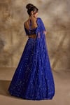 Nitika Gujral_Blue Organza, Net Beads, Crystals, Sequins, Embellished Electric Lehenga Set _Online_at_Aza_Fashions