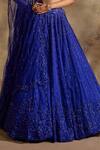 Buy_Nitika Gujral_Blue Organza, Net Beads, Crystals, Sequins, Embellished Electric Lehenga Set _Online_at_Aza_Fashions