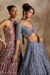 Shop Nitika Gujral Gray Net, Satin Embroidery, Beads, Crystals, Tonal Embellished Lehenga Set Shop_Nitika Gujral_Gray Net, Satin Embroidery, Beads, Crystals, Tonal Embellished Lehenga Set