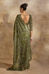 Nitika Gujral_Olive Green Organza, Lycra, Satin Beads, Sequins, Embellished Saree With Blouse _Online_at_Aza_Fashions