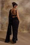 Nitika Gujral_Black Georgette, Satin Sequins, Beads, Tonal Embellished Saree With Blouse _Online_at_Aza_Fashions