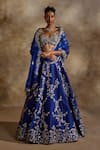Buy Nitika Gujral Blue Taffeta, Shantoon, Organza Embroidery, Beads, Electric Work Lehenga Set Buy_Nitika Gujral_Blue Taffeta, Shantoon, Organza Embroidery, Beads, Electric Work Lehenga Set