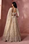 Nitika Gujral_Cream Organza, Net, Satin Embroidery, Sequins, Beads, Floral Pattern Lehenga Set _Online_at_Aza_Fashions