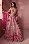 Buy Nitika Gujral Fuchsia Taffeta, Shantoon, Tulle Zari, Mirrors, Geometric Pattern Lehenga Set at Aza Fashions Buy_Nitika Gujral_Fuchsia Taffeta, Shantoon, Tulle Zari, Mirrors, Geometric Pattern Lehenga Set _at_Aza_Fashions