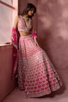 Shop Nitika Gujral Fuchsia Taffeta, Shantoon, Tulle Zari, Mirrors, Geometric Pattern Lehenga Set Online at Aza Fashions Shop_Nitika Gujral_Fuchsia Taffeta, Shantoon, Tulle Zari, Mirrors, Geometric Pattern Lehenga Set _Online_at_Aza_Fashions