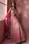 Nitika Gujral Fuchsia Taffeta, Shantoon, Tulle Zari, Mirrors, Geometric Pattern Lehenga Set at Aza Fashions Nitika Gujral_Fuchsia Taffeta, Shantoon, Tulle Zari, Mirrors, Geometric Pattern Lehenga Set _at_Aza_Fashions