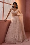 Buy Nitika Gujral Blush Net, Satin Sequins, Beads, Crystals, Toal Floral Pattern Lehenga Set at Aza Fashions Buy_Nitika Gujral_Blush Net, Satin Sequins, Beads, Crystals, Toal Floral Pattern Lehenga Set _at_Aza_Fashions