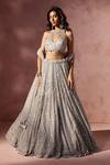 Buy Nitika Gujral Gray Net, Satin Beads, Sequins, Crystals, Embroidery Embellished Lehenga Set at Aza Fashions Buy_Nitika Gujral_Gray Net, Satin Beads, Sequins, Crystals, Embroidery Embellished Lehenga Set _at_Aza_Fashions