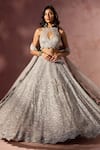 Nitika Gujral Gray Net, Satin Beads, Sequins, Crystals, Embroidery Embellished Lehenga Set at Aza Fashions Nitika Gujral_Gray Net, Satin Beads, Sequins, Crystals, Embroidery Embellished Lehenga Set _at_Aza_Fashions