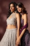 Buy Nitika Gujral Gray Net, Satin Beads, Sequins, Crystals, Embroidery Embellished Lehenga Set Buy_Nitika Gujral_Gray Net, Satin Beads, Sequins, Crystals, Embroidery Embellished Lehenga Set