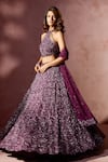 Nitika Gujral_Wine Net, Satin Beads, Sequins, Crystals, Embroidery Embellished Lehenga Set _at_Aza_Fashions
