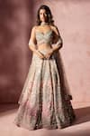 Buy Nitika Gujral Rose Gold Organza, Satin, Net Embroidery, Mirrors, Pink Ombre Lehenga Set at Aza Fashions Buy_Nitika Gujral_Rose Gold Organza, Satin, Net Embroidery, Mirrors, Pink Ombre Lehenga Set _at_Aza_Fashions