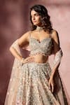 Buy Nitika Gujral Rose Gold Organza, Satin, Net Embroidery, Mirrors, Pink Ombre Lehenga Set Buy_Nitika Gujral_Rose Gold Organza, Satin, Net Embroidery, Mirrors, Pink Ombre Lehenga Set