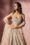 Shop Nitika Gujral Rose Gold Organza, Satin, Net Embroidery, Mirrors, Pink Ombre Lehenga Set Shop_Nitika Gujral_Rose Gold Organza, Satin, Net Embroidery, Mirrors, Pink Ombre Lehenga Set