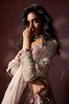 Nitika Gujral Pink Organza Embroidery, Sequins, Mirrors, Tassels, Applique Dusty Lehenga Set at Aza Fashions Nitika Gujral_Pink Organza Embroidery, Sequins, Mirrors, Tassels, Applique Dusty Lehenga Set _at_Aza_Fashions
