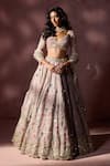 Buy Nitika Gujral Pink Organza Embroidery, Sequins, Mirrors, Tassels, Applique Dusty Lehenga Set at Aza Fashions Buy_Nitika Gujral_Pink Organza Embroidery, Sequins, Mirrors, Tassels, Applique Dusty Lehenga Set _at_Aza_Fashions