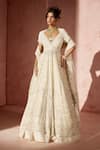 Buy Nitika Gujral Ivory Organza Beads, Sequins, Crystals, Embroidery Tonal Anarkali With Dupatta at Aza Fashions Buy_Nitika Gujral_Ivory Organza Beads, Sequins, Crystals, Embroidery Tonal Anarkali With Dupatta _at_Aza_Fashions