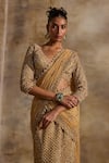 Buy Nitika Gujral Gold Net, Satin Beads, Sequins, Crystals, Pre-draped Lehenga Saree With Blouse Buy_Nitika Gujral_Gold Net, Satin Beads, Sequins, Crystals, Pre-draped Lehenga Saree With Blouse