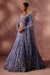 Shop Nitika Gujral Blue Net, Satin Sequins, Beads, Crystals, Tassels Dual Tone Pattern Lehenga Set Online at Aza Fashions Shop_Nitika Gujral_Blue Net, Satin Sequins, Beads, Crystals, Tassels Dual Tone Pattern Lehenga Set _Online_at_Aza_Fashions