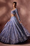 Nitika Gujral Blue Net, Satin Sequins, Beads, Crystals, Tassels Dual Tone Pattern Lehenga Set at Aza Fashions Nitika Gujral_Blue Net, Satin Sequins, Beads, Crystals, Tassels Dual Tone Pattern Lehenga Set _at_Aza_Fashions