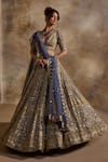 Nitika Gujral Charcoal Net, Satin Beads, Sequins, Crystals, Embroidery Contrast Lehenga Set Online at Aza Fashions Nitika Gujral_Charcoal Net, Satin Beads, Sequins, Crystals, Embroidery Contrast Lehenga Set _Online_at_Aza_Fashions