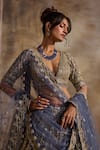 Nitika Gujral Charcoal Net, Satin Beads, Sequins, Crystals, Embroidery Contrast Lehenga Set at Aza Fashions Nitika Gujral_Charcoal Net, Satin Beads, Sequins, Crystals, Embroidery Contrast Lehenga Set _at_Aza_Fashions