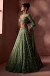 Buy Nitika Gujral Green Net, Satin Beads, Sequins, Crystals V-neck Floral Pattern Lehenga Set Online at Aza Fashions Buy_Nitika Gujral_Green Net, Satin Beads, Sequins, Crystals V-neck Floral Pattern Lehenga Set _Online_at_Aza_Fashions