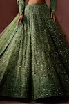 Nitika Gujral Green Net, Satin Beads, Sequins, Crystals V-neck Floral Pattern Lehenga Set at Aza Fashions Nitika Gujral_Green Net, Satin Beads, Sequins, Crystals V-neck Floral Pattern Lehenga Set _at_Aza_Fashions
