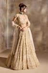 Shop Nitika Gujral Gold Net, Satin Embroidery, Beads, Sequins, Crystals, Cut Work Scoop Lehenga Set Online at Aza Fashions Shop_Nitika Gujral_Gold Net, Satin Embroidery, Beads, Sequins, Crystals, Cut Work Scoop Lehenga Set _Online_at_Aza_Fashions