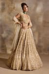 Nitika Gujral Gold Net, Satin Embroidery, Beads, Sequins, Crystals, Cut Work Scoop Lehenga Set at Aza Fashions Nitika Gujral_Gold Net, Satin Embroidery, Beads, Sequins, Crystals, Cut Work Scoop Lehenga Set _at_Aza_Fashions