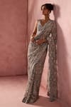 Buy Nitika Gujral Gray Net, Lycra Beads, Sequins, Crystals, Embroidery V-neck Saree With Blouse Online at Aza Fashions Buy_Nitika Gujral_Gray Net, Lycra Beads, Sequins, Crystals, Embroidery V-neck Saree With Blouse _Online_at_Aza_Fashions