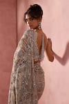 Nitika Gujral Gray Net, Lycra Beads, Sequins, Crystals, Embroidery V-neck Saree With Blouse Online at Aza Fashions Nitika Gujral_Gray Net, Lycra Beads, Sequins, Crystals, Embroidery V-neck Saree With Blouse _Online_at_Aza_Fashions