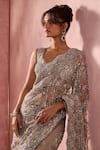 Shop Nitika Gujral Gray Net, Lycra Beads, Sequins, Crystals, Embroidery V-neck Saree With Blouse Online at Aza Fashions Shop_Nitika Gujral_Gray Net, Lycra Beads, Sequins, Crystals, Embroidery V-neck Saree With Blouse _Online_at_Aza_Fashions
