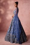 Shop Nitika Gujral Blue Net, Satin Embroidery, Beads, Crystals, Applique, Sequins, Lehenga Set Online at Aza Fashions Shop_Nitika Gujral_Blue Net, Satin Embroidery, Beads, Crystals, Applique, Sequins, Lehenga Set _Online_at_Aza_Fashions
