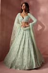Buy Nitika Gujral Green Net, Satin Beads, Sequins, Crystals, Embroidery Work Lehenga Set at Aza Fashions Buy_Nitika Gujral_Green Net, Satin Beads, Sequins, Crystals, Embroidery Work Lehenga Set _at_Aza_Fashions