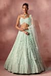 Buy Nitika Gujral Mint Net, Satin Beads, Sequins, Crystals, Embroidery Floral Pattern Lehenga Set at Aza Fashions Buy_Nitika Gujral_Mint Net, Satin Beads, Sequins, Crystals, Embroidery Floral Pattern Lehenga Set _at_Aza_Fashions