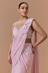 Buy Nitika Gujral Pink Shantoon, Net, Lurex, Georgette Shimmer Finish Pre-draped Saree With Blouse Online at Aza Fashions Buy_Nitika Gujral_Pink Shantoon, Net, Lurex, Georgette Shimmer Finish Pre-draped Saree With Blouse _Online_at_Aza_Fashions