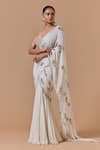 Nitika Gujral Cream Shantoon, Satin, Net Embroidery, Shimmer Pre-draped Saree With Blouse Online at Aza Fashions Nitika Gujral_Cream Shantoon, Satin, Net Embroidery, Shimmer Pre-draped Saree With Blouse _Online_at_Aza_Fashions