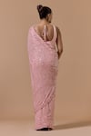 Shop Nitika Gujral Pink Georgette, Satin, Shantoon Sequins, Beads, Rose Saree With Blouse at Aza Fashions Shop_Nitika Gujral_Pink Georgette, Satin, Shantoon Sequins, Beads, Rose Saree With Blouse _at_Aza_Fashions
